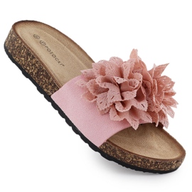 Dámské žabky s květinami Pink Potocki GN17301 růžový