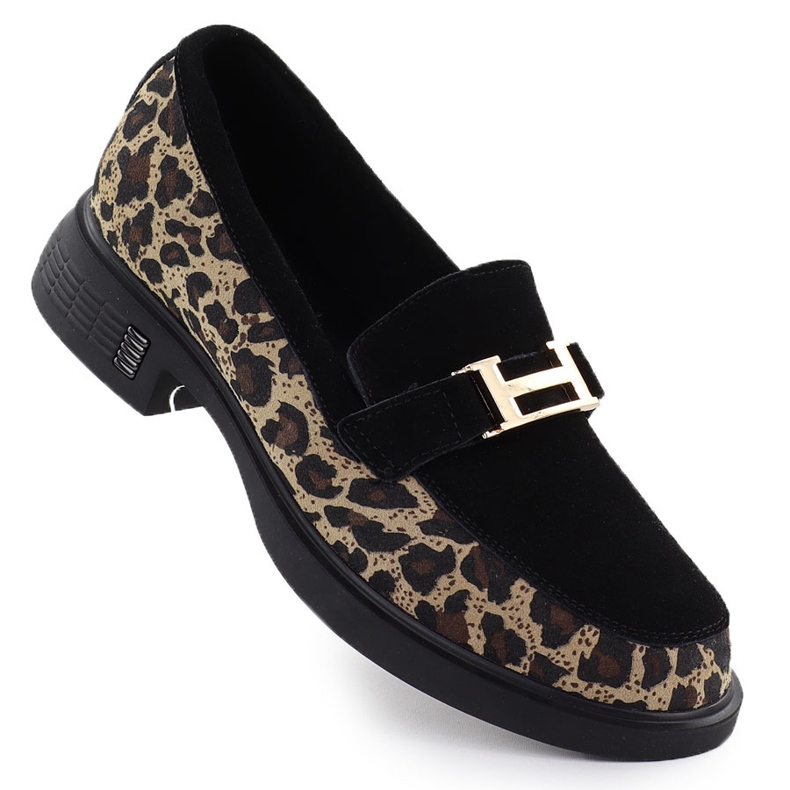 Lordy Leather Leopard Shoes Lords Black Vinceza 66791 černá