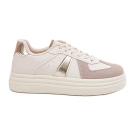 Dámské tenisky na ekologické kožené na plošině Beige béžový