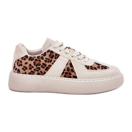 Dámské tenisky s leopardským tiskem na platformě Beige béžový