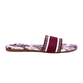 Patrouched Flat Women's Burgundsko pantofle červené