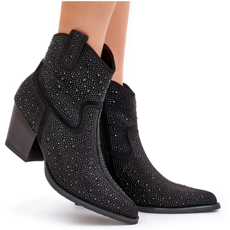 Zdobené ženské boty s vysokými podpatky s nástroji v Spitz S.Barski Hy42-121 Black černá