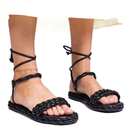 Černé dámské sandály pletené černý