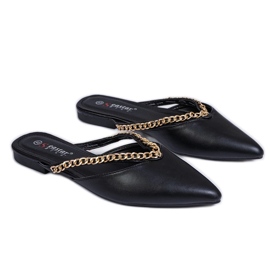 Černé elegantní překlopení zdobené řetězem černý