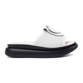 Goodin Bílé a bílé pohodlné žabky na platformě bílý