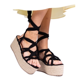 Black Espadrilles na vysoké platformě černý