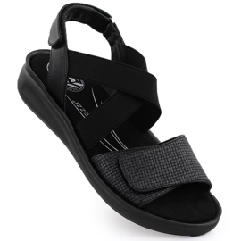 Pohodlné sandály pro dámské pro Black Jezzi 24142 černý