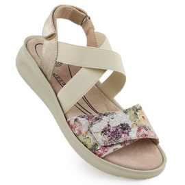 Pohodlné sandály pro dámské pro suchý zip Beige Jezzi 24142 béžový