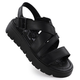 Dámské kožené sandály na platformě Roman Black Jezzi 8716 černý