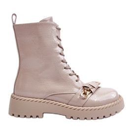 S.Barski Dámské laděné boty pracovníky s dekorací D&amp;A MR870-67 Light Beige béžový