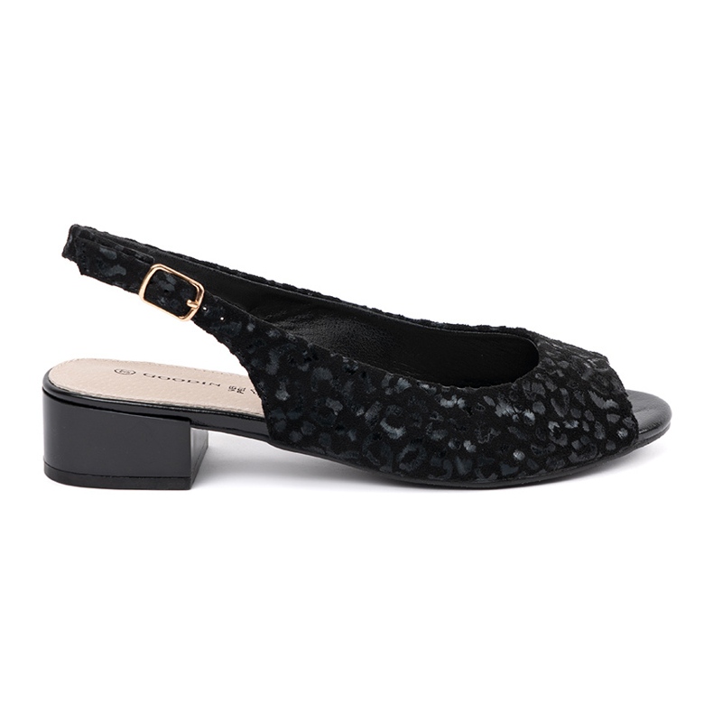 Goodin Černé sandály s nízkým pokojem s leopardem černá Goodin Černé sandály s nízkým pokojem s leopardem černá