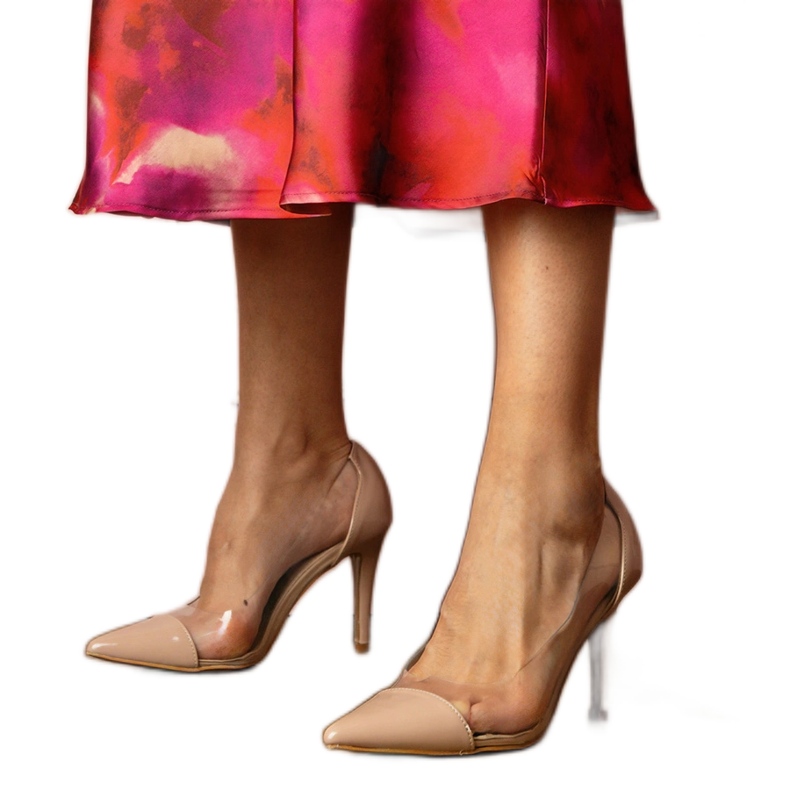 Beige Classic Pumps s průhledným svrškem béžový