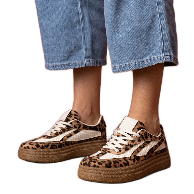 Tenisky leopardů tenisky na husté podrážce hnědý