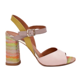 Kožené elegantní sandály na Laura Messi 2136 Multicolor Post béžový