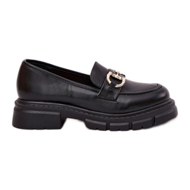 Dámské kožené mokasíny se zlatými detaily černé černý