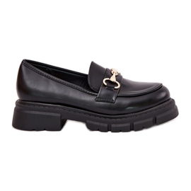 Dámské mokasíny se zlatými detaily Eco Leather Black černý