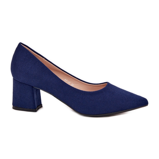 Dámská čerpadla s špičatými prsty na pilíře Navy Blue modrý Dámská čerpadla s špičatými prsty na pilíře Navy Blue modrý