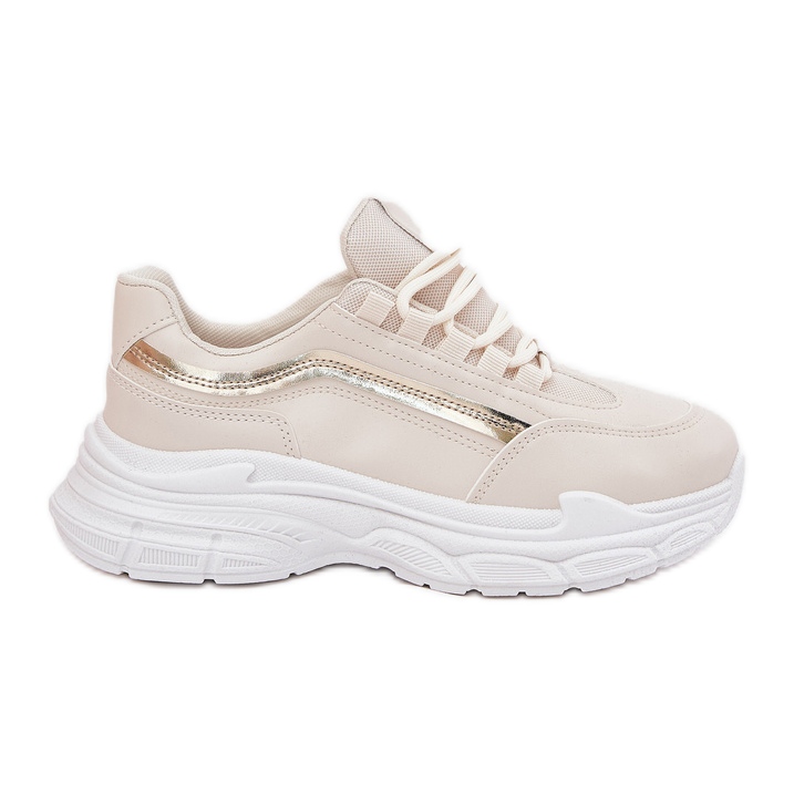 Sneakers Dámské sportovní boty na silné béžové podrážce béžový