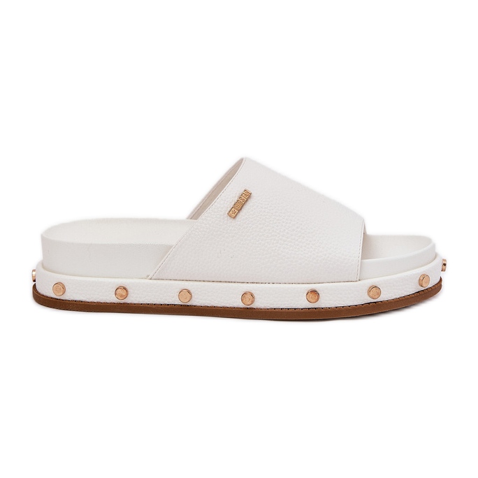 Big Star Dámské žabky na platformě s velkými hvězdami RR274216 White Studs bílý Big Star Dámské žabky na platformě s velkými hvězdami RR274216 White Studs bílý