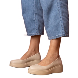 Béžové boty na platformě Eco -Diather béžový