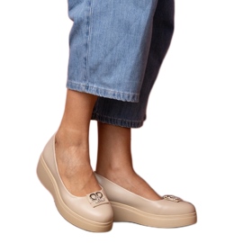Béžové boty na platformě s dekorací zirkonu béžový