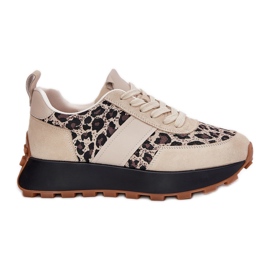 Dámské semišové tenisky na platformě Leopard Vinceza 66793 Beige béžový