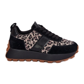 Dámské semišové tenisky na platformě Leopard Vinceza 66793 Black černá