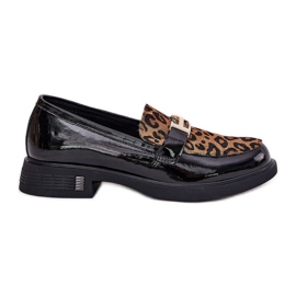 Kožená vázaná mokasíny Leopard Vinceza 66790 černá