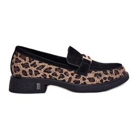 Suede Moccasins Dámské vinceza 66791 Černý leopard tisk černá