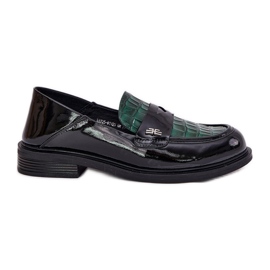 Malované ženské kožené mokasiny Vinceza 91125 Green-Black černá