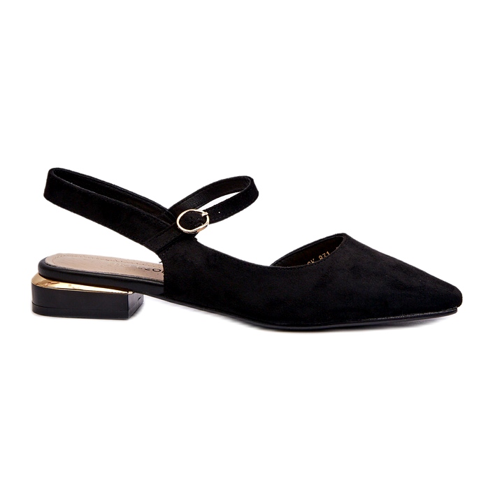 Dámské baleríny na nízkém podpatku s otevřenými podpatky Sergio Leone SK831 Black černá