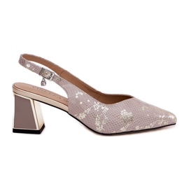 Dámské kožené sandály na sloupu s nástroji s vysokým nosem Vinceza 66733 Gold and Silver stříbro