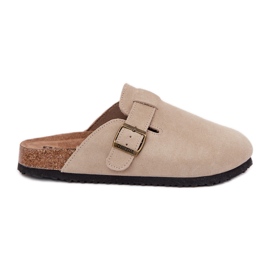Big Star Dámské ucpávky semišové flip -flops s velkou hvězdou RR274A385 Béžová spona béžový