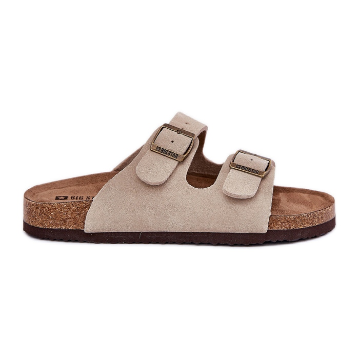 Big Star Dámské semišové žabky s velkou hvězdou RR274A391 BEIGE BOKY béžový Big Star Dámské semišové žabky s velkou hvězdou RR274A391 BEIGE BOKY béžový