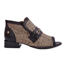 Dámské kožené boty s holými prsty Maciejka 06934-39/00-1 Black and Beige černá
