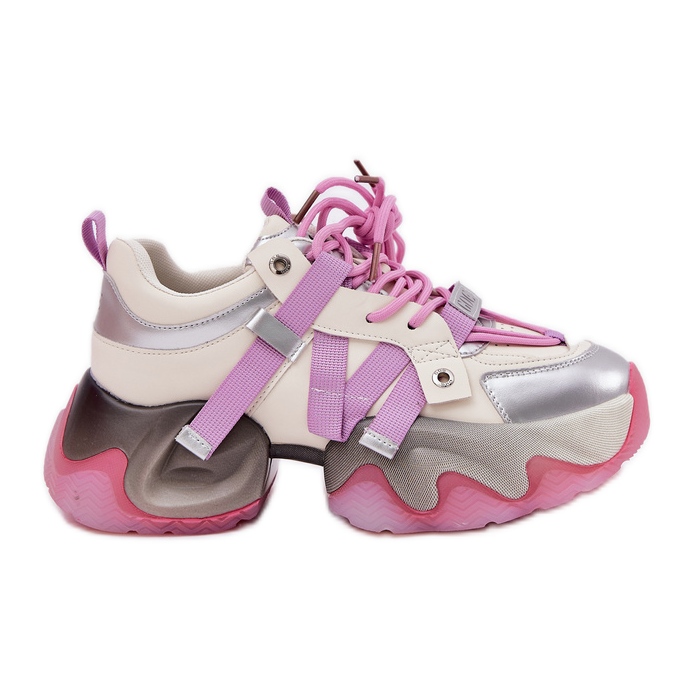 Dámské kožené tenisky na masivním jediném Goe RR2N4030 Pink růžový