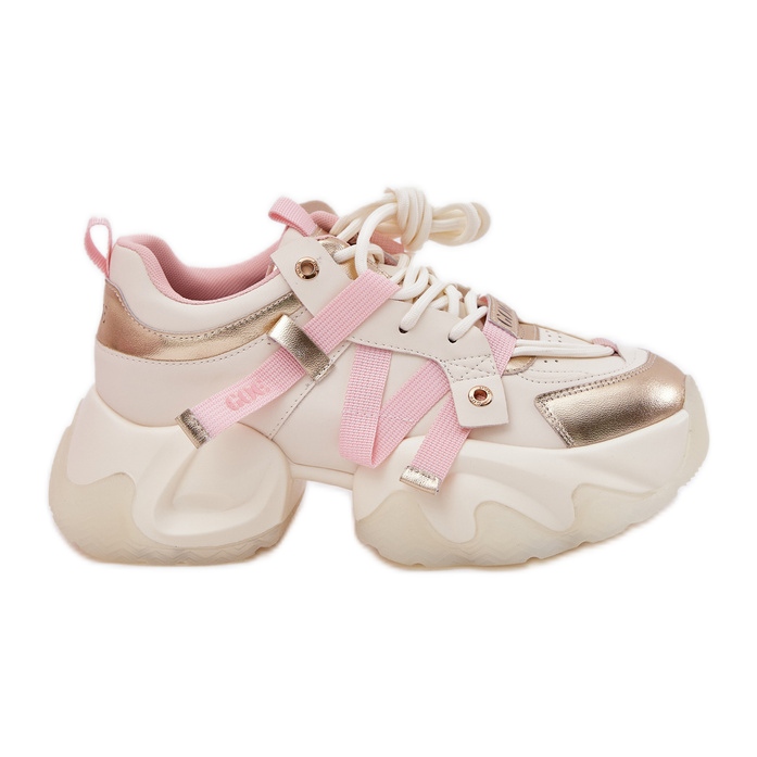 Dámské kožené tenisky na masivním jediném Goe RR2N4031 BEIGE béžový