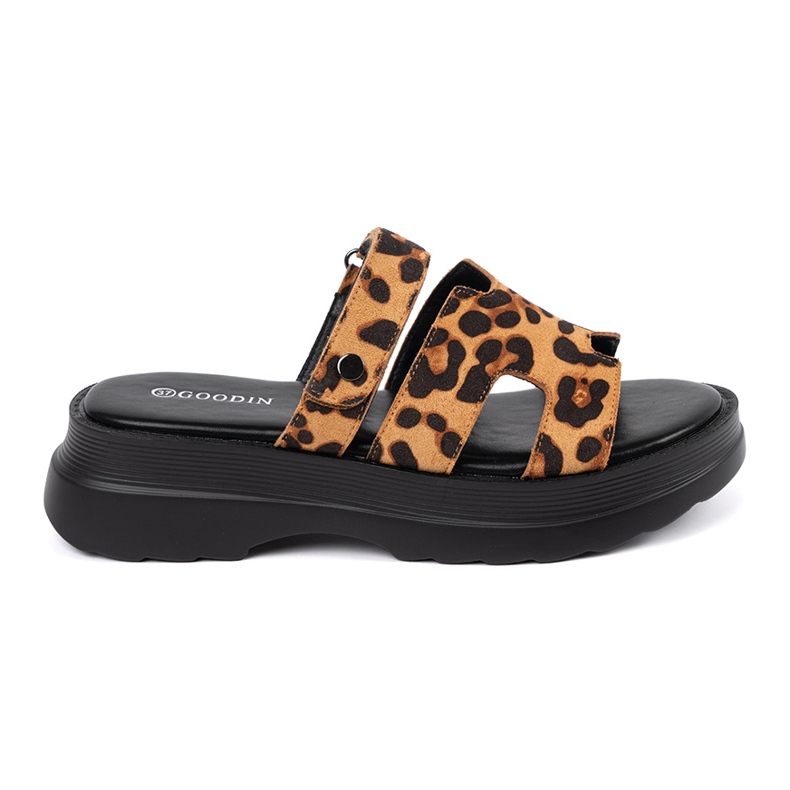 Goodin Dámské pantofle na leopardové platformě hnědý