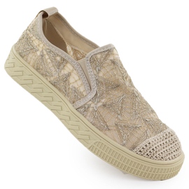 ARTIKER Dámské espadrilles vložené do krajkové Beige Artker 56C2127 béžový