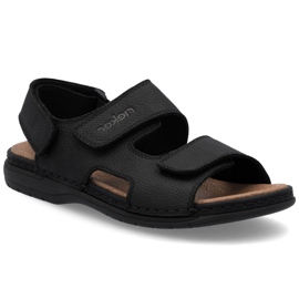 Kožené pánské pohodlné černé sandály Black Rieker 25558-01 černý
