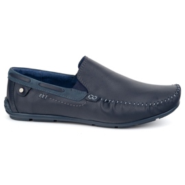 KOMODO Pánské kožené lofery 920/K/R Navy Blue modrý KOMODO Pánské kožené lofery 920/K/R Navy Blue modrý