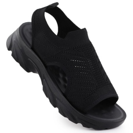 Dámské sandály postavené -v černém Potocki na 90302 černý