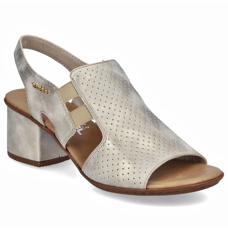 Dámské sandály s vysokými podpatky Golden Rieker 64665-60 zlatý Dámské sandály s vysokými podpatky Golden Rieker 64665-60 zlatý