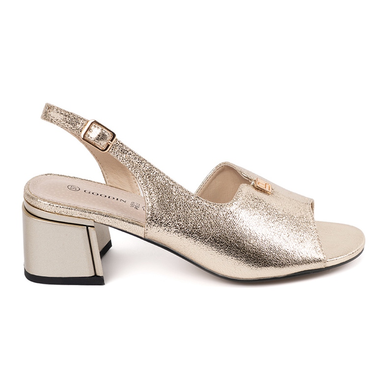 Goodin Zlaté podpatky semišové zlaté sandály zlatý Goodin Zlaté podpatky semišové zlaté sandály zlatý