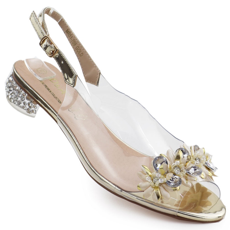 S.Barski Transparentní vysoké podpatky žen se Złote S. Barski Zircons zlatý