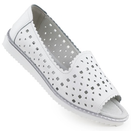 S.Barski Dámské kožené boty Otevřená špička White Pearl S. Barski LR51-922 bílý S.Barski Dámské kožené boty Otevřená špička White Pearl S. Barski LR51-922 bílý