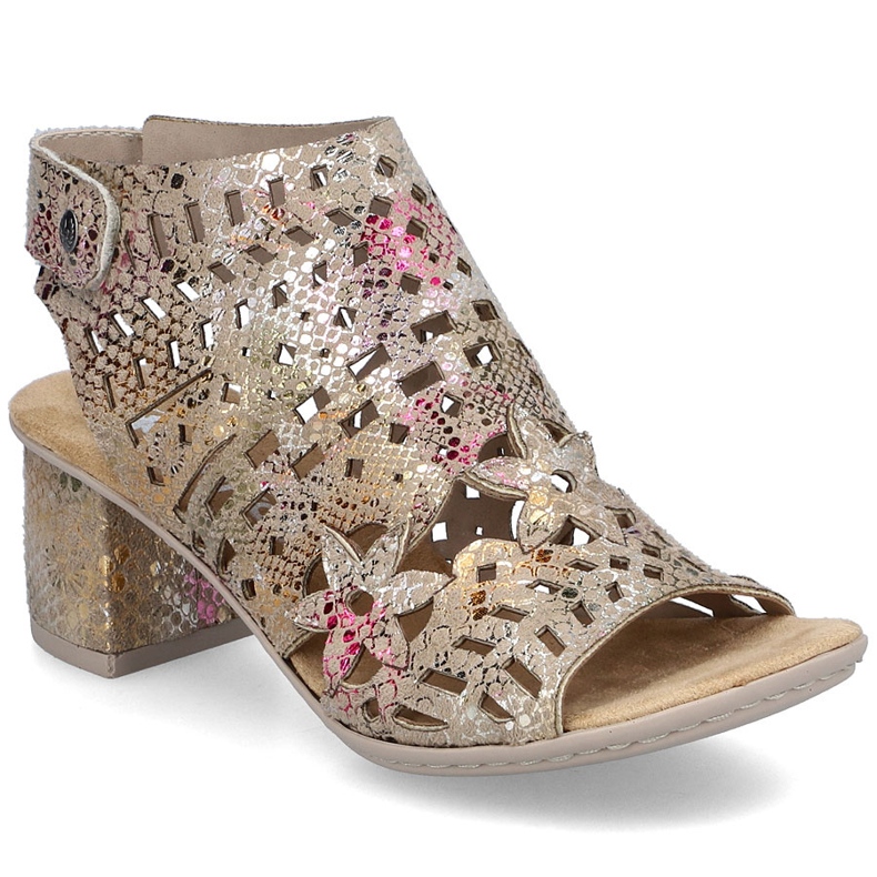 Dámské sandály postavené otevřené práce Rieker 64780-90 vícebarevný Dámské sandály postavené otevřené práce Rieker 64780-90 vícebarevný