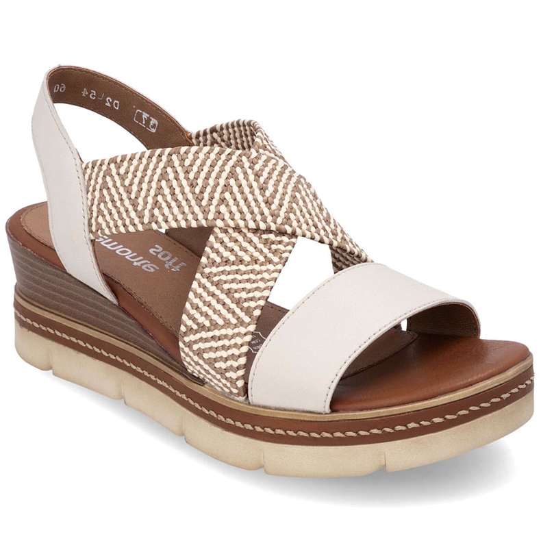 Kožené sandály s elastikou sklouzly na béžové remonte d2l54-60 béžový