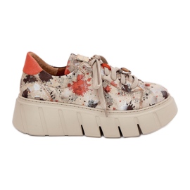 Kožené tenisky na platformě Maciejka 06891-18 Beige béžový