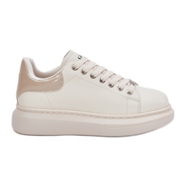 Dámské kožené tenisky na platformě Goe RR2N4004 BEIGE béžový Dámské kožené tenisky na platformě Goe RR2N4004 BEIGE béžový